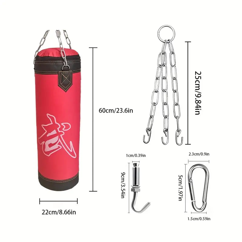Premium 24-Inch Hanging Boxing Sandbag Set with Hooks